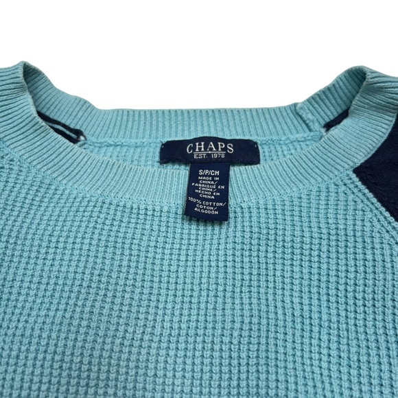 CHAPS Cotton Blue Striped Crew Neck Sweater Size S - Picture 9 of 9